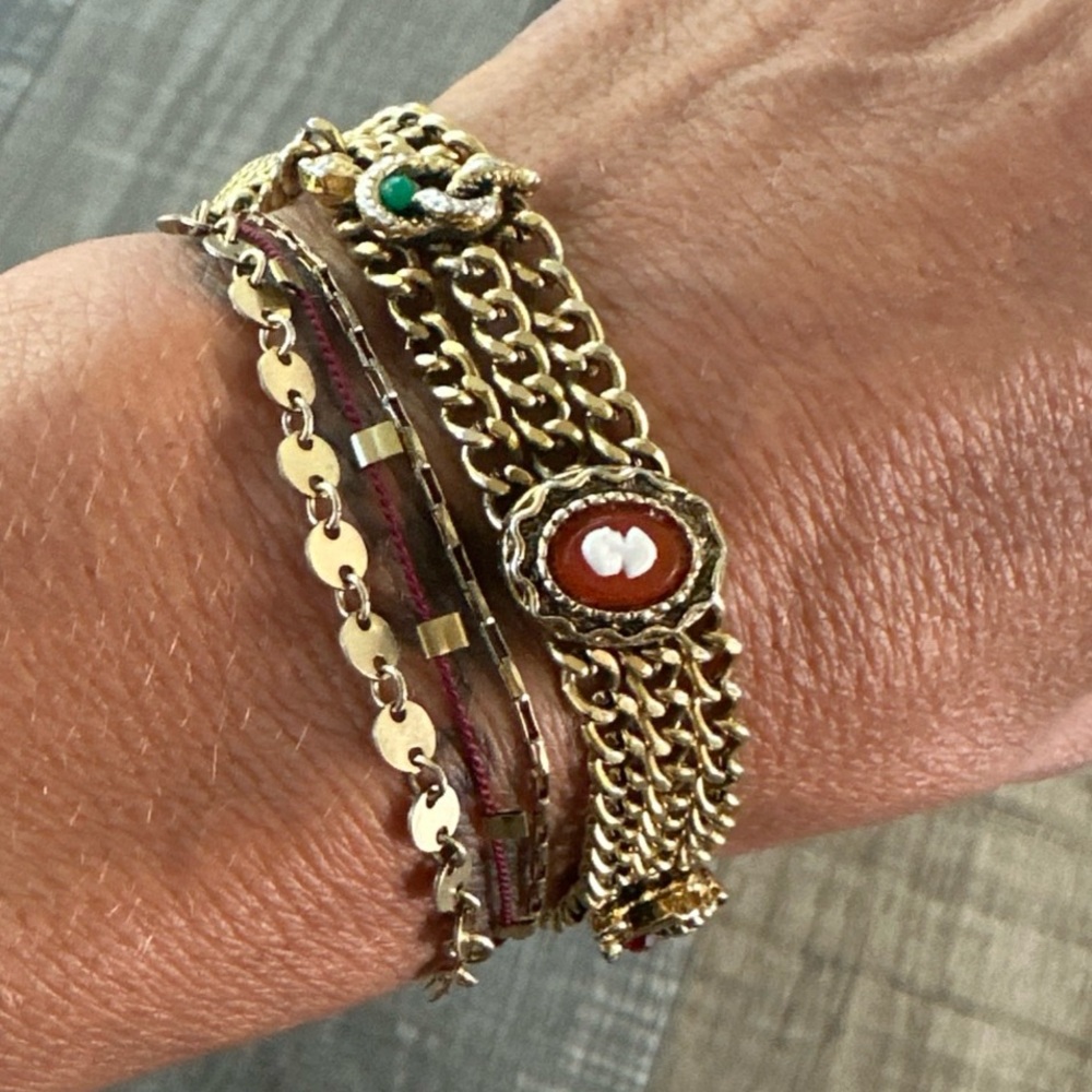 Vintage Goldette 3 chain charm bracelet